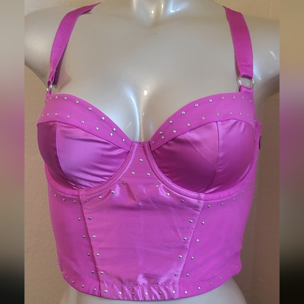 Parade Size M Pink Studded Bustier Top NwOT